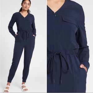 Athleta Zuma Long Sleeve Jumpsuit in Navy Blue